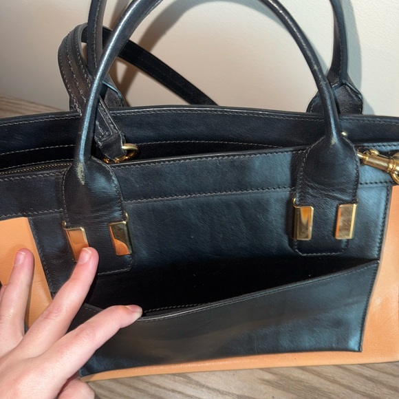 Chloe Authentic Alice Large Zip Top Handle Bag with Strap in Colorblock Leather - Picture 8 of 15